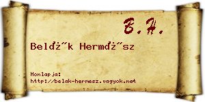 Belák Hermész névjegykártya